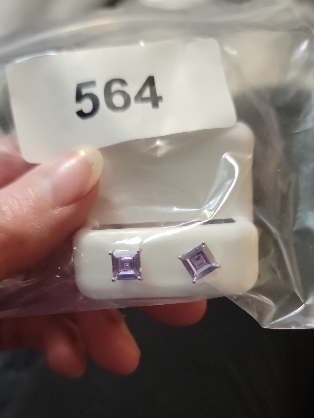 Purple Square-Cut Stud Earrings - Brand